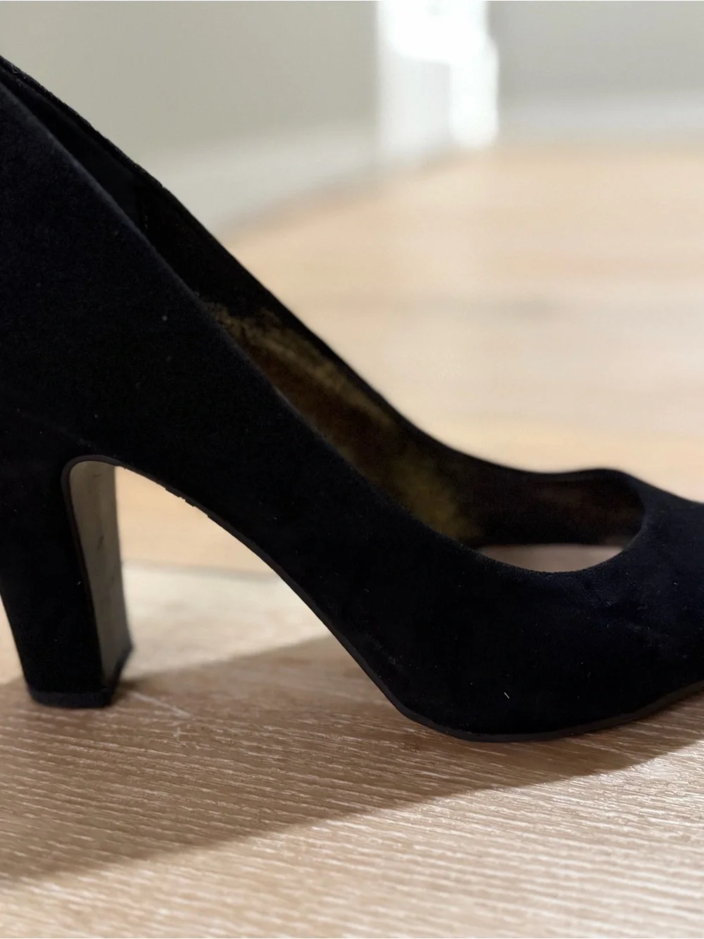 Fergalicious Black Pointed Toe Suede Pumps